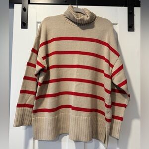 Old Navy Beige and Red Turtleneck Sweater Ladies Size XL